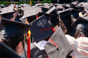 A sea of graduation caps at CMU's Commencement ceremony