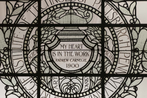 Baker ceiling quote by Andrew Carnegie: "My heart is in the work"