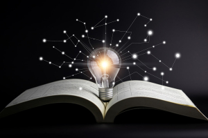 A lightbulb in an open book